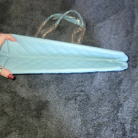 Badgley Mischka Blue Quilted Tote Bag NWT - Picture 4 of 7